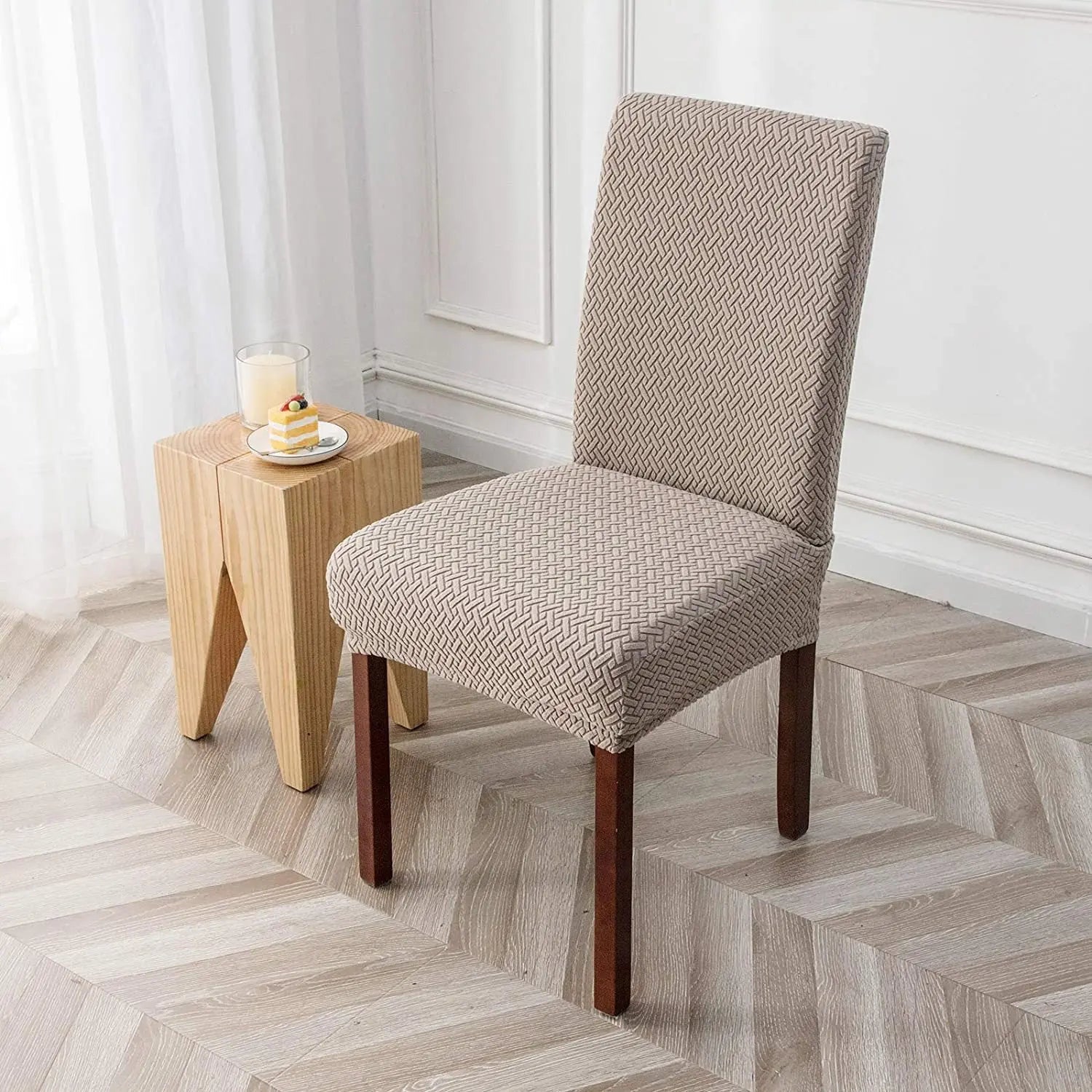 Long Plaid Jacquard Club Chair Cover Trekk&Cover