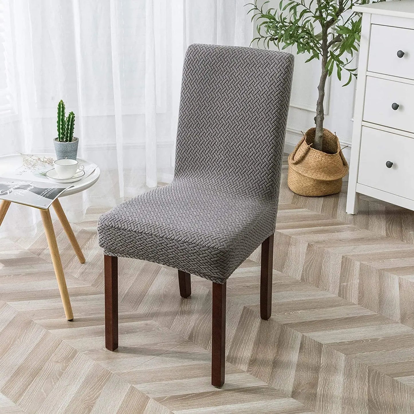 Long Plaid Jacquard Club Chair Cover Trekk&Cover