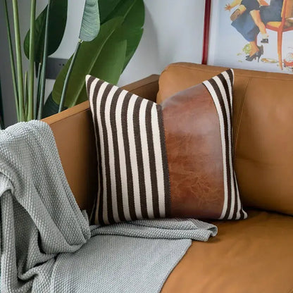 PU Leather Geometric Stitching Pillow Cover Trekk&Cover