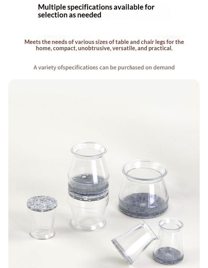 Clear transparent furniture chair and table leg protectors.