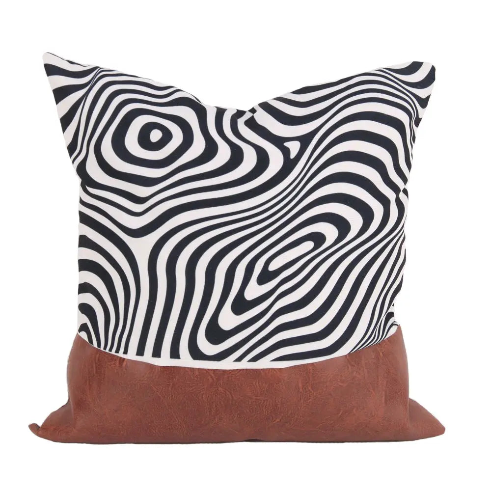 PU Leather Geometric Stitching Pillow Cover Trekk&Cover